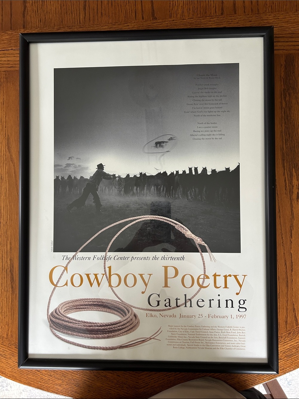 Cowboy Poetry Gathering Framed Poster - Black Frame, Cream & Brown